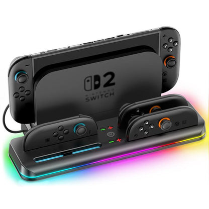 For Nintendo Switch 2 OIVO VG-SW205 Gaming Console Storage Magnetic Charging Stand with RGB Lights(Black) - Charger & Power by OIVO | Online Shopping UK | buy2fix