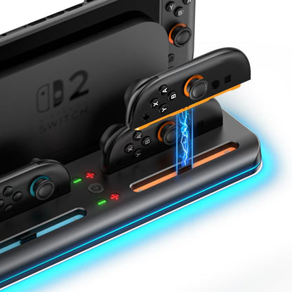 For Nintendo Switch 2 OIVO VG-SW205 Gaming Console Storage Magnetic Charging Stand with RGB Lights(Black) - Charger & Power by OIVO | Online Shopping UK | buy2fix