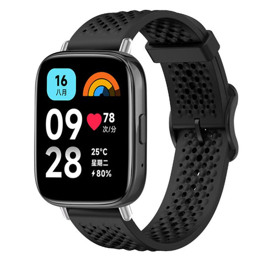 For Redmi Watch 3 Active / Watch 3 Lite xDfind Breathable Silicone Watch Band(Black) - Watch Bands by xDfind | Online Shopping UK | buy2fix