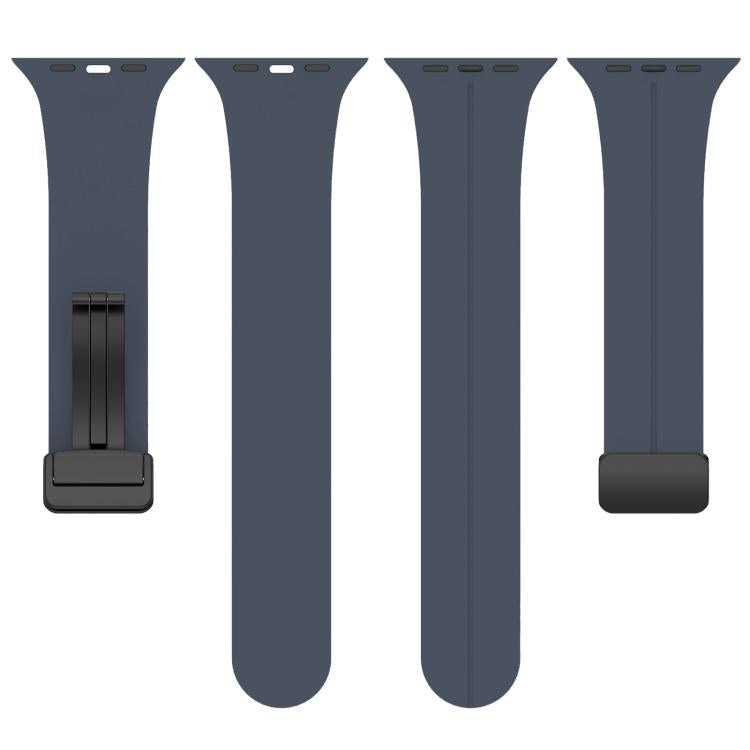 For Apple Watch 42 / 44 / 45 / 46 / 49mm xDfind  Flat Head Groove Folding Black Buckle Silicone Watch Band(Midnight Blue) - 20mm Bands by xDfind | Online Shopping UK | buy2fix