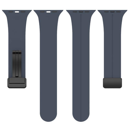 For Apple Watch 42 / 44 / 45 / 46 / 49mm xDfind  Flat Head Groove Folding Black Buckle Silicone Watch Band(Midnight Blue) - 20mm Bands by xDfind | Online Shopping UK | buy2fix