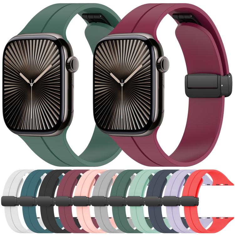 For Apple Watch 42 / 44 / 45 / 46 / 49mm xDfind  Flat Head Groove Folding Black Buckle Silicone Watch Band(Midnight Blue) - 20mm Bands by xDfind | Online Shopping UK | buy2fix