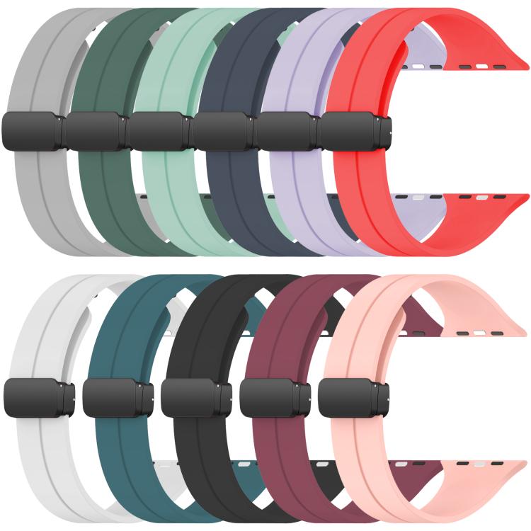 For Apple Watch 42 / 44 / 45 / 46 / 49mm xDfind  Flat Head Groove Folding Black Buckle Silicone Watch Band(Midnight Blue) - 20mm Bands by xDfind | Online Shopping UK | buy2fix