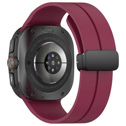 For Samsung Galaxy Watch Ultra / Ultra 2025 xDfind  Flat Head Groove Folding Black Buckle Silicone Watch Band(Wine Red) - Watch Bands by xDfind | Online Shopping UK | buy2fix