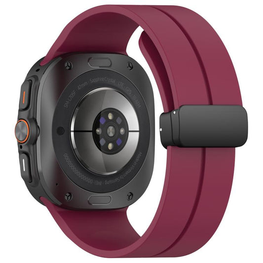 For Samsung Galaxy Watch Ultra / Ultra 2025 xDfind  Flat Head Groove Folding Black Buckle Silicone Watch Band(Wine Red) - Watch Bands by xDfind | Online Shopping UK | buy2fix