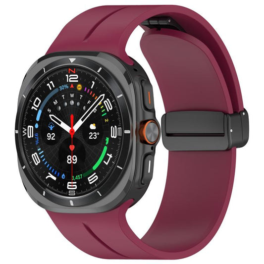 For Samsung Galaxy Watch Ultra / Ultra 2025 xDfind  Flat Head Groove Folding Black Buckle Silicone Watch Band(Wine Red) - Watch Bands by xDfind | Online Shopping UK | buy2fix