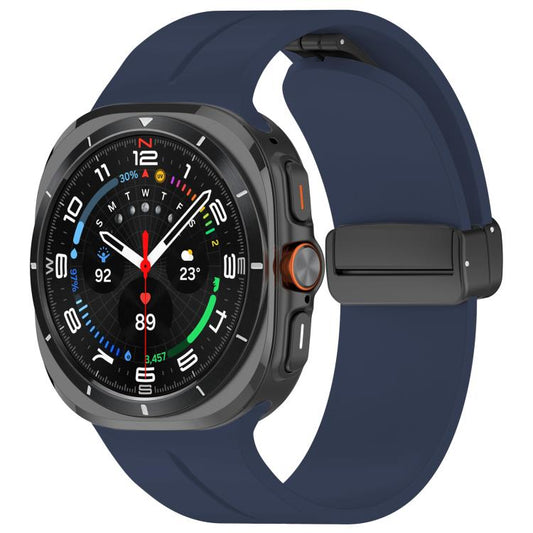 For Samsung Galaxy Watch Ultra / Ultra 2025 xDfind  Flat Head Groove Folding Black Buckle Silicone Watch Band(Midnight Blue) - Watch Bands by xDfind | Online Shopping UK | buy2fix