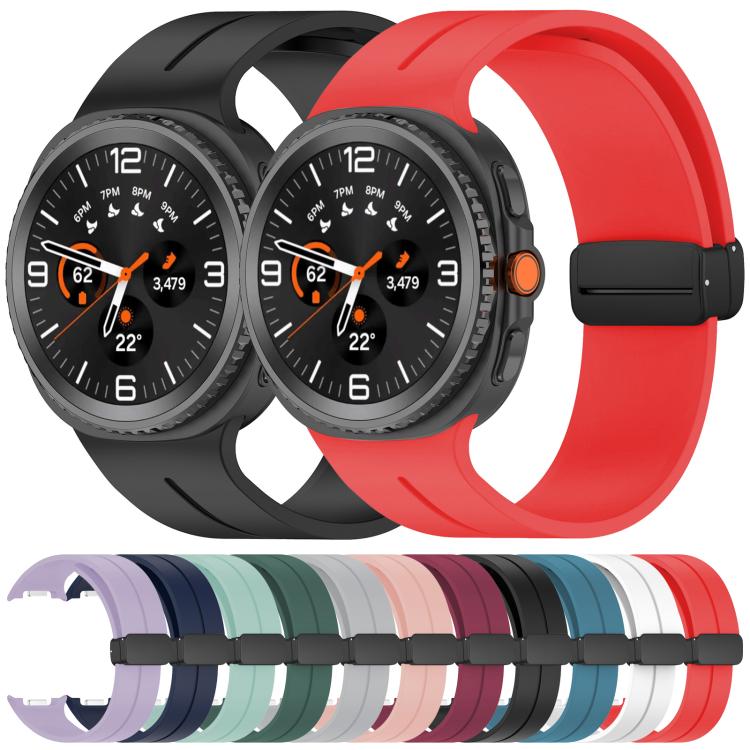 For Samsung Galaxy Watch Ultra / Ultra 2025 xDfind  Flat Head Groove Folding Black Buckle Silicone Watch Band(Wine Red) - Watch Bands by xDfind | Online Shopping UK | buy2fix