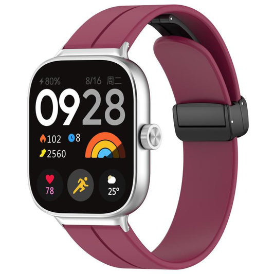 For Xiaomi Band 9 Pro/8 Pro/Redmi Watch 5/4 xDfind  Flat Head Groove Folding Black Buckle Silicone Watch Band(Wine Red) - Watch Bands by xDfind | Online Shopping UK | buy2fix