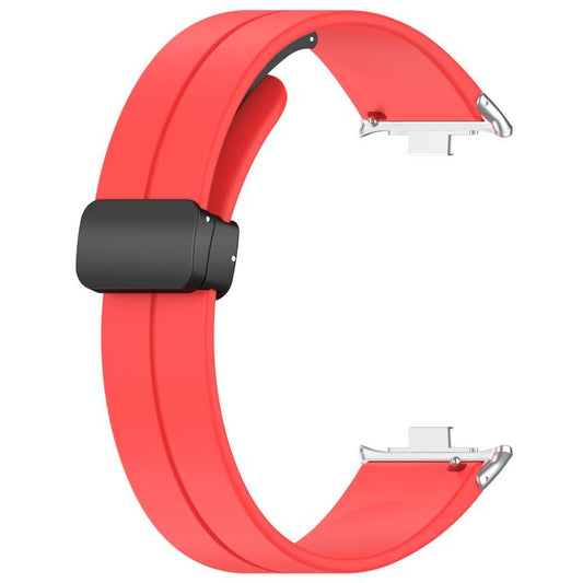 For Xiaomi Band 9 Pro/8 Pro/Redmi Watch 5/4 xDfind  Flat Head Groove Folding Black Buckle Silicone Watch Band(Red) - Watch Bands by xDfind | Online Shopping UK | buy2fix