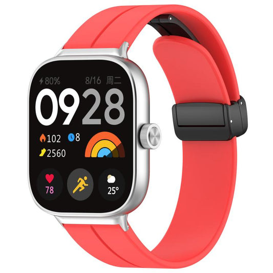 For Xiaomi Band 9 Pro/8 Pro/Redmi Watch 5/4 xDfind  Flat Head Groove Folding Black Buckle Silicone Watch Band(Red) - Watch Bands by xDfind | Online Shopping UK | buy2fix