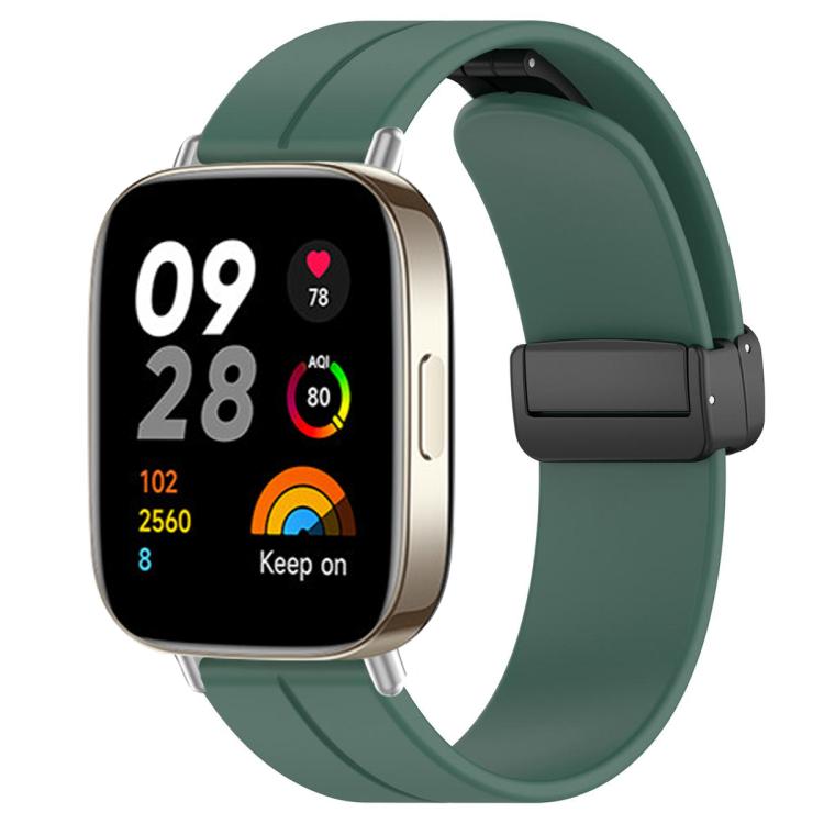 For Redmi Watch 3 xDfind  Flat Head Groove Folding Black Buckle Silicone Watch Band(Pine Green) - Watch Bands by xDfind | Online Shopping UK | buy2fix