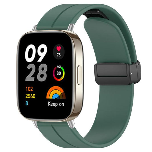 For Redmi Watch 3 xDfind  Flat Head Groove Folding Black Buckle Silicone Watch Band(Pine Green) - Watch Bands by xDfind | Online Shopping UK | buy2fix