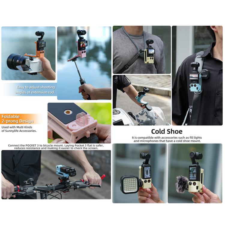 For DJI OSMO Pocket 3 Sunnylife Magnetic Mount 1/4 Adapter Cold Shoe Tabletop Base Bracket Angles Adjustable Multi Expansion Mount(Black) - Mount & Holder by Sunnylife | Online Shopping UK | buy2fix