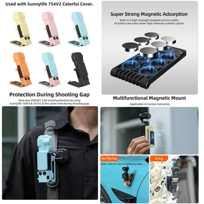 For DJI OSMO Pocket 3 Sunnylife Magnetic Mount 1/4 Adapter Cold Shoe Tabletop Base Bracket Angles Adjustable Multi Expansion Mount(Blue) - Mount & Holder by Sunnylife | Online Shopping UK | buy2fix