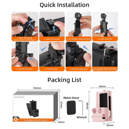 For DJI OSMO Pocket 3 Sunnylife Magnetic Mount 1/4 Adapter Cold Shoe Tabletop Base Bracket Angles Adjustable Multi Expansion Mount(Orange) - Mount & Holder by Sunnylife | Online Shopping UK | buy2fix