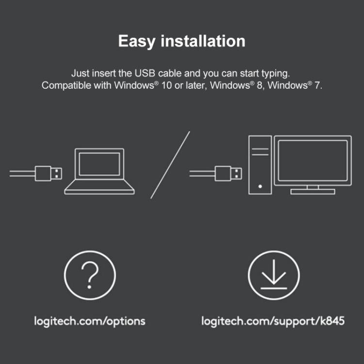 Logitech K845 Backlit Mechanical Wired Keyboard, Cable Length: 1.8m, Type:Longhua-Red Axis(Black) - Wired Keyboard by Logitech | Online Shopping UK | buy2fix