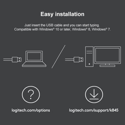 Logitech K845 Backlit Mechanical Wired Keyboard, Cable Length: 1.8m, Type:Longhua-Red Axis(Black) - Wired Keyboard by Logitech | Online Shopping UK | buy2fix