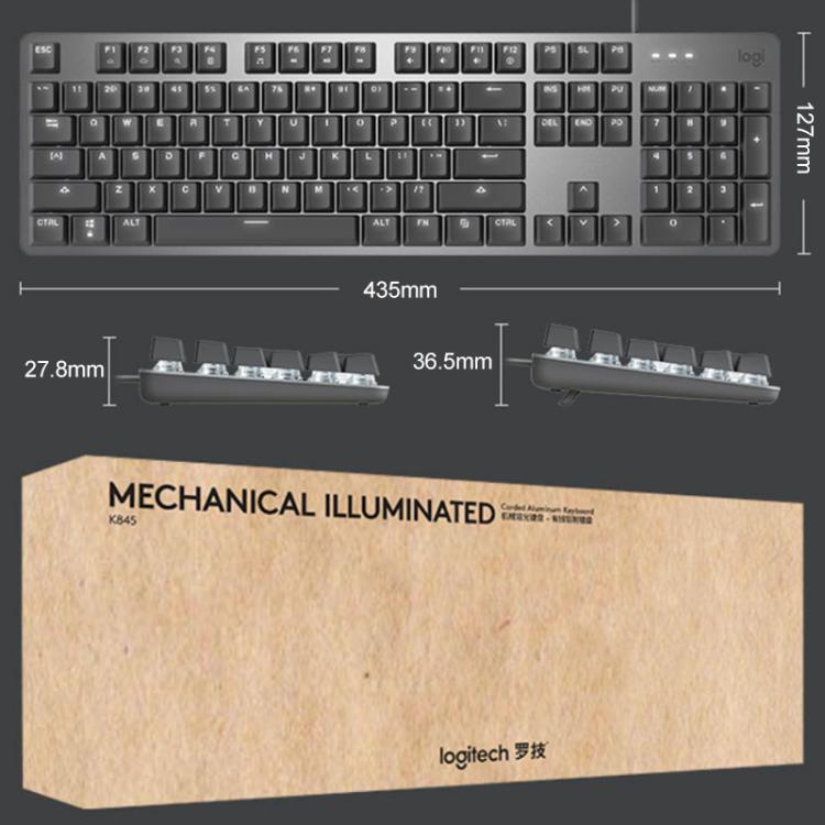 Logitech K845 Backlit Mechanical Wired Keyboard, Cable Length: 1.8m, Type:Longhua-Red Axis(Black) - Wired Keyboard by Logitech | Online Shopping UK | buy2fix