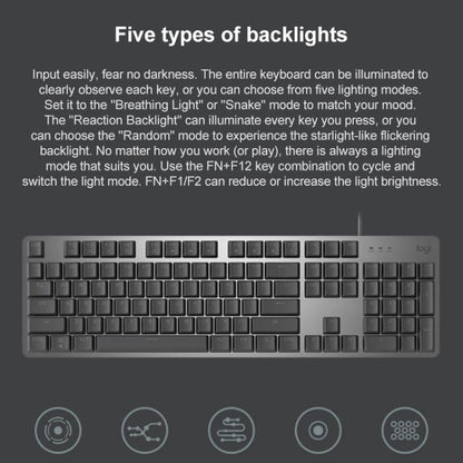 Logitech K845 Backlit Mechanical Wired Keyboard, Cable Length: 1.8m, Type:Longhua-Brown Axis(Black) - Wired Keyboard by Logitech | Online Shopping UK | buy2fix