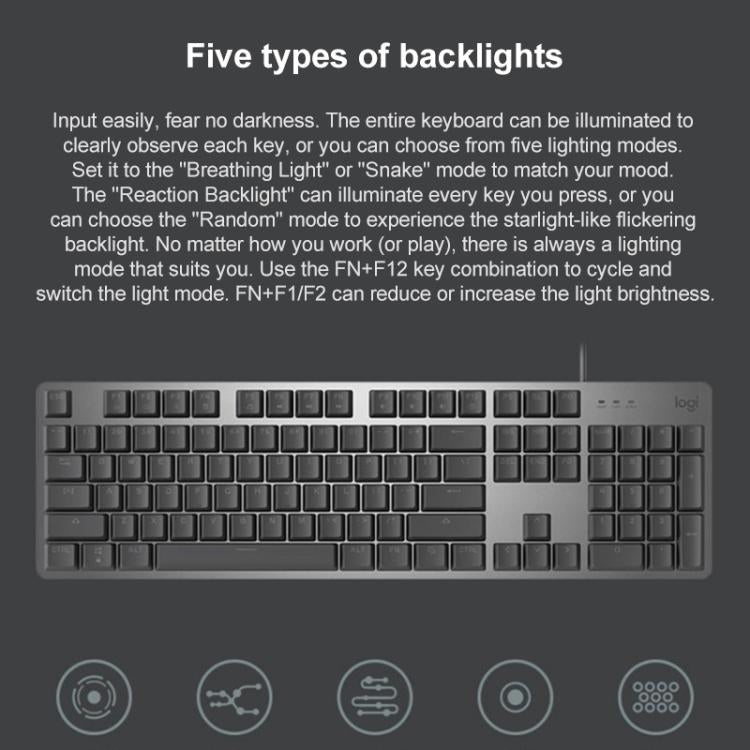 Logitech K845 Backlit Mechanical Wired Keyboard, Cable Length: 1.8m, Type:Longhua-Red Axis(Black) - Wired Keyboard by Logitech | Online Shopping UK | buy2fix