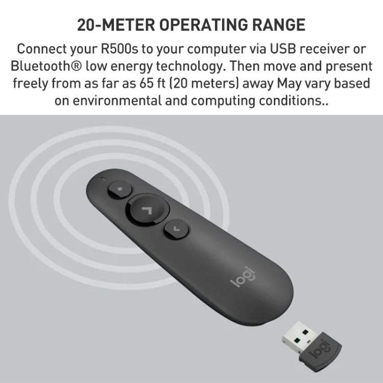 Logitech R500s Laser Wireless Smart Presentation Remote Controller(Black) -  by Logitech | Online Shopping UK | buy2fix