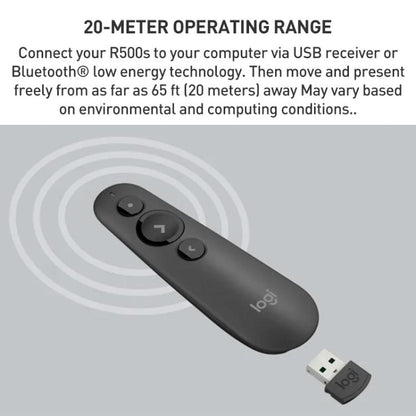 Logitech R500s Laser Wireless Smart Presentation Remote Controller(Black) -  by Logitech | Online Shopping UK | buy2fix