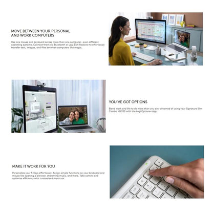 Logitech MK950 Wireless Slim Bluetooth Keyboard and Mouse Set(White) - Wireless Keyboard by Logitech | Online Shopping UK | buy2fix