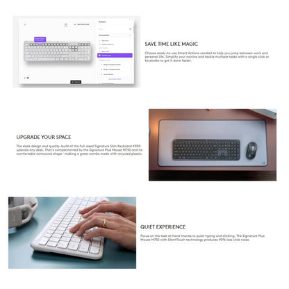 Logitech MK950 Wireless Slim Bluetooth Keyboard and Mouse Set(White) - Wireless Keyboard by Logitech | Online Shopping UK | buy2fix