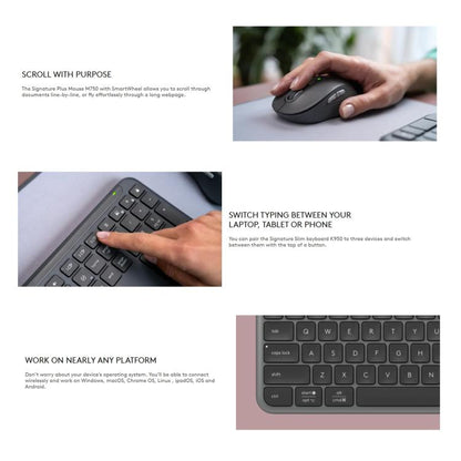 Logitech MK950 Wireless Slim Bluetooth Keyboard and Mouse Set(White) - Wireless Keyboard by Logitech | Online Shopping UK | buy2fix
