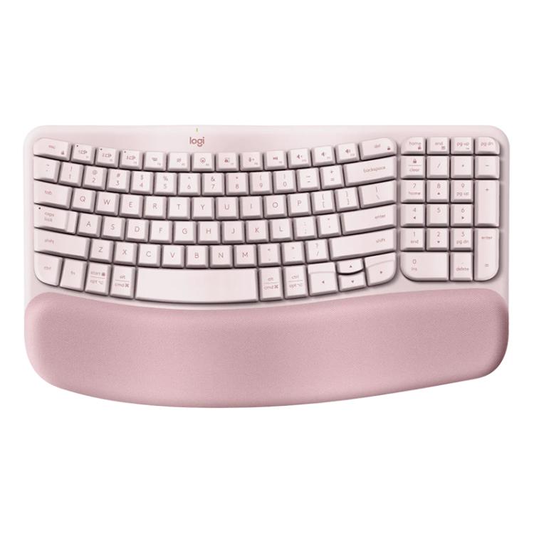 Logitech WAVE KEYS Wireless Ergonomic Keyboard(Pink) - Wireless Keyboard by Logitech | Online Shopping UK | buy2fix