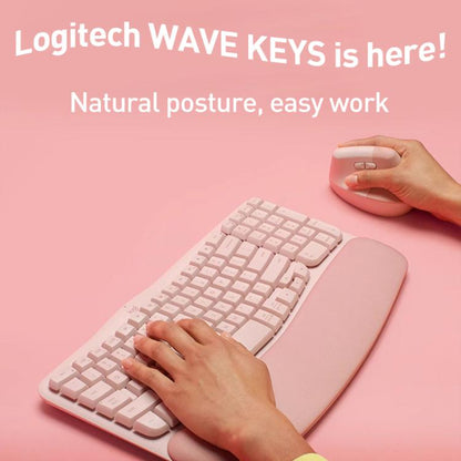 Logitech WAVE KEYS Wireless Ergonomic Keyboard(Pink) - Wireless Keyboard by Logitech | Online Shopping UK | buy2fix