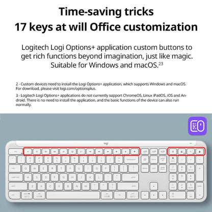 Logitech K950 Slim Silent Wireless Bluetooth Keyboard(White) - Wireless Keyboard by Logitech | Online Shopping UK | buy2fix