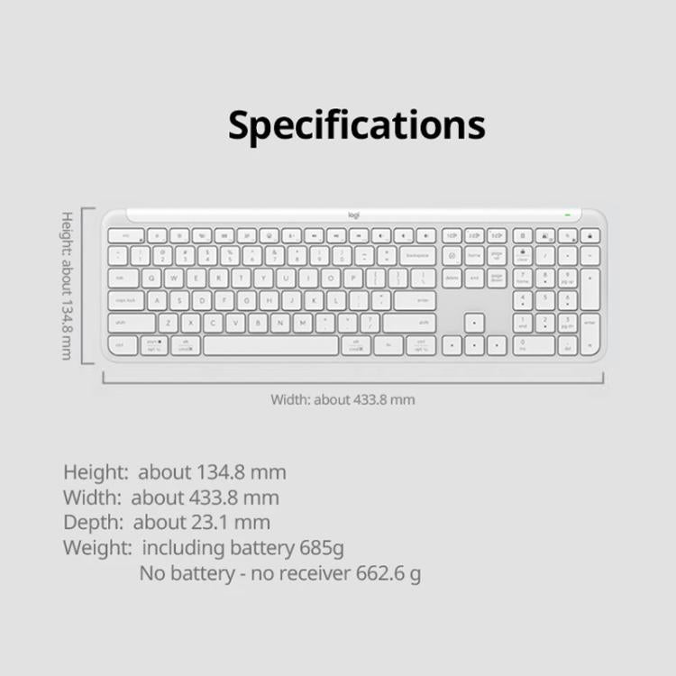 Logitech K950 Slim Silent Wireless Bluetooth Keyboard(White) - Wireless Keyboard by Logitech | Online Shopping UK | buy2fix
