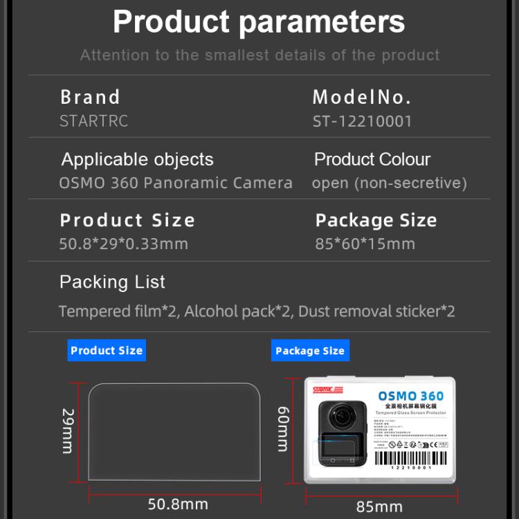 For DJI Osmo 360 STARTRC 2pcs HD Screen Tempered Glass Films(Transparent) - Protective Film & Stickers by STARTRC | Online Shopping UK | buy2fix