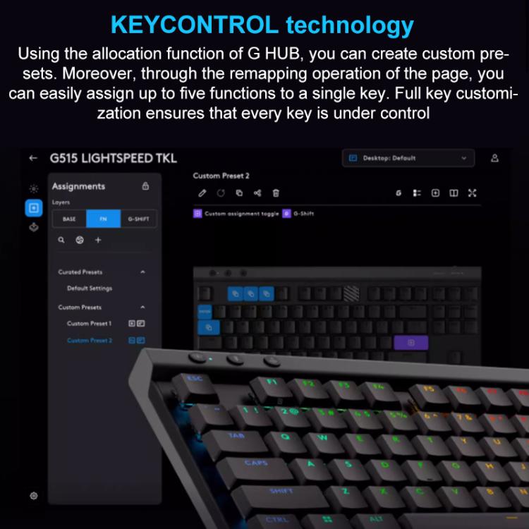 Logitech G515 LIGHTSPEED TKL Wireless Low-Profile Mechanical Gaming Keyboard, GX-T Mechanical Switches(White) - Wireless Keyboard by Logitech | Online Shopping UK | buy2fix
