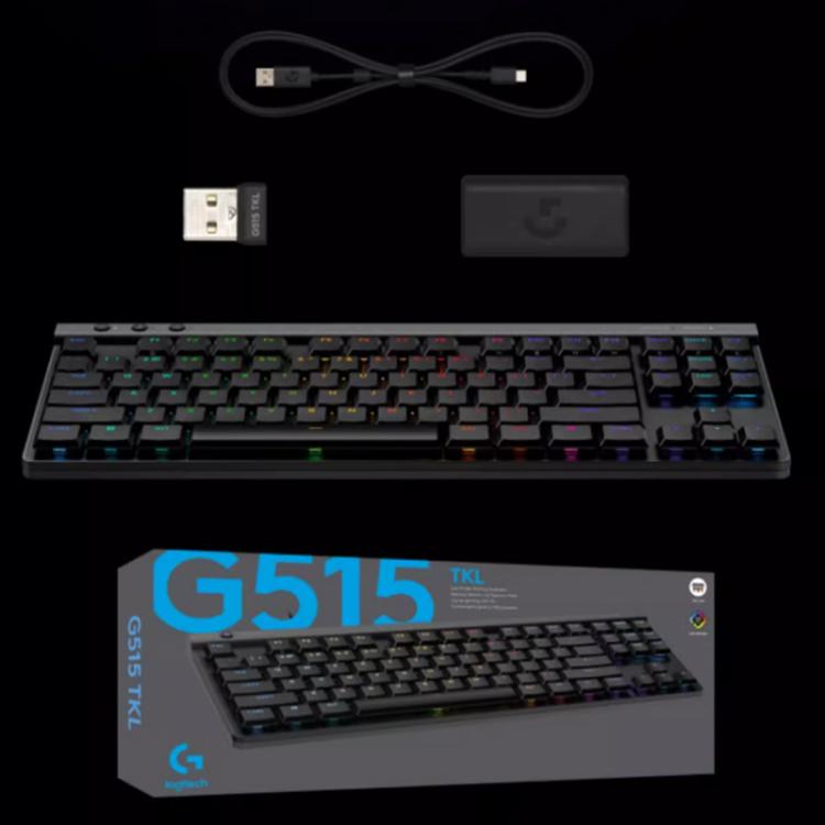 Logitech G515 LIGHTSPEED TKL Wireless Low-Profile Mechanical Gaming Keyboard, GX-T Mechanical Switches(Black) - Wireless Keyboard by Logitech | Online Shopping UK | buy2fix