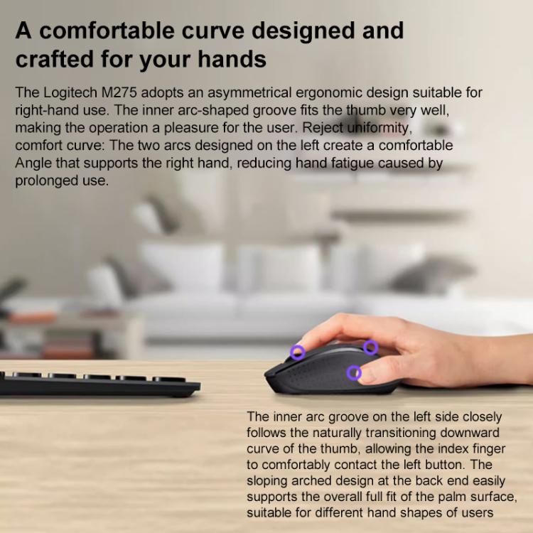 Logitech M275 1000dpi 2.4GHz Wireless Mouse with USB(White) - Wireless Mice by Logitech | Online Shopping UK | buy2fix