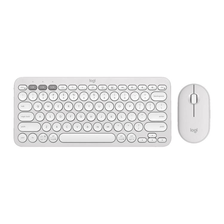 罗技 PEBBLE 2 COMBO Thin and Light Wireless Slim Bluetooth Keyboard and Mouse Set(White) - Wireless Keyboard by Logitech | Online Shopping UK | buy2fix