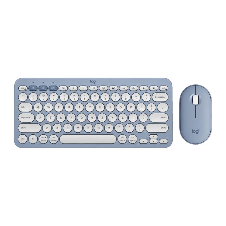 罗技 PEBBLE 2 COMBO Thin and Light Wireless Slim Bluetooth Keyboard and Mouse Set(Blue) - Wireless Keyboard by Logitech | Online Shopping UK | buy2fix