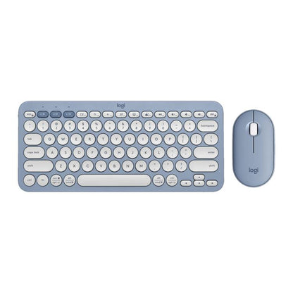 罗技 PEBBLE 2 COMBO Thin and Light Wireless Slim Bluetooth Keyboard and Mouse Set(Blue) - Wireless Keyboard by Logitech | Online Shopping UK | buy2fix