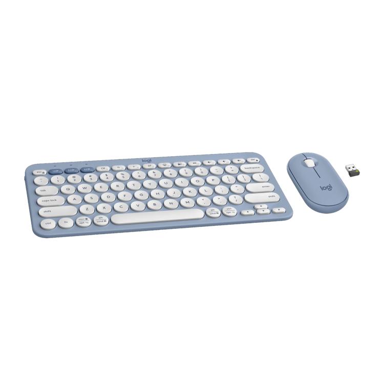 罗技 PEBBLE 2 COMBO Thin and Light Wireless Slim Bluetooth Keyboard and Mouse Set(Blue) - Wireless Keyboard by Logitech | Online Shopping UK | buy2fix