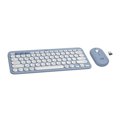 罗技 PEBBLE 2 COMBO Thin and Light Wireless Slim Bluetooth Keyboard and Mouse Set(Blue) - Wireless Keyboard by Logitech | Online Shopping UK | buy2fix