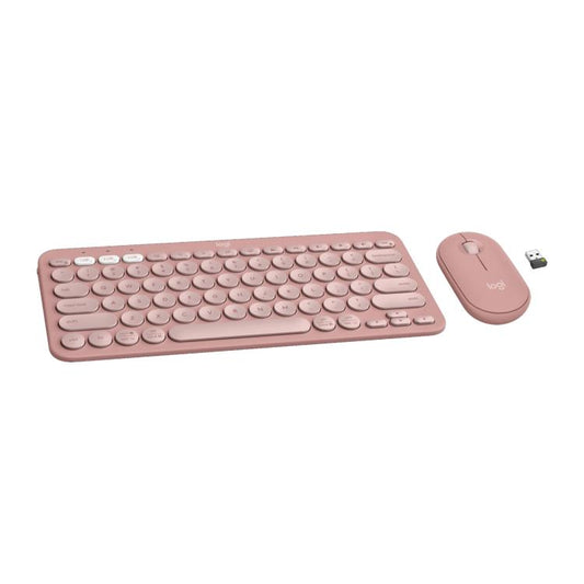罗技 PEBBLE 2 COMBO Thin and Light Wireless Slim Bluetooth Keyboard and Mouse Set(Pink) - Wireless Keyboard by Logitech | Online Shopping UK | buy2fix