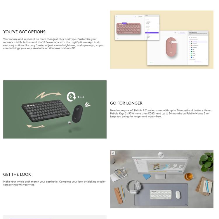 罗技 PEBBLE 2 COMBO Thin and Light Wireless Slim Bluetooth Keyboard and Mouse Set(Blue) - Wireless Keyboard by Logitech | Online Shopping UK | buy2fix
