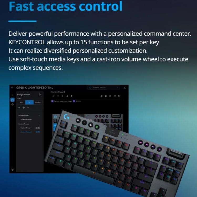 Logitech G915 X LIGHTSPEED TKL Low Profile Gaming Keyboard(Black Linear) - Wireless Keyboard by Logitech | Online Shopping UK | buy2fix