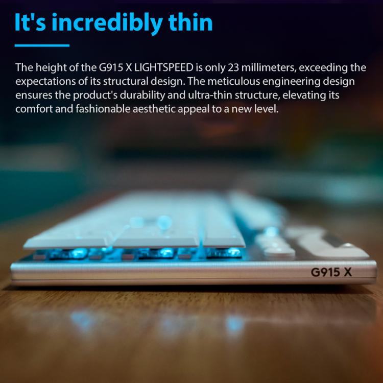 Logitech G915 X LIGHTSPEED Wireless Low Profile Gaming Keyboard(White Tactile) - Wireless Keyboard by Logitech | Online Shopping UK | buy2fix