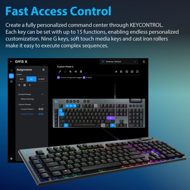 Logitech G915 X Wired Low Profile Gaming Keyboard(Black Tactile) - Wireless Keyboard by Logitech | Online Shopping UK | buy2fix