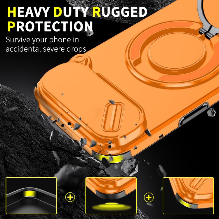 For iPhone Air Sliding Camshield Ring Holder Phone Case(Orange) - iPhone Air Cases by buy2fix | Online Shopping UK | buy2fix