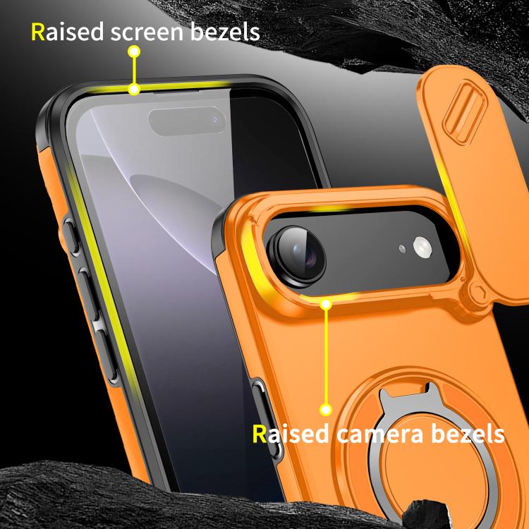 For iPhone Air Sliding Camshield Ring Holder Phone Case(Orange) - iPhone Air Cases by buy2fix | Online Shopping UK | buy2fix
